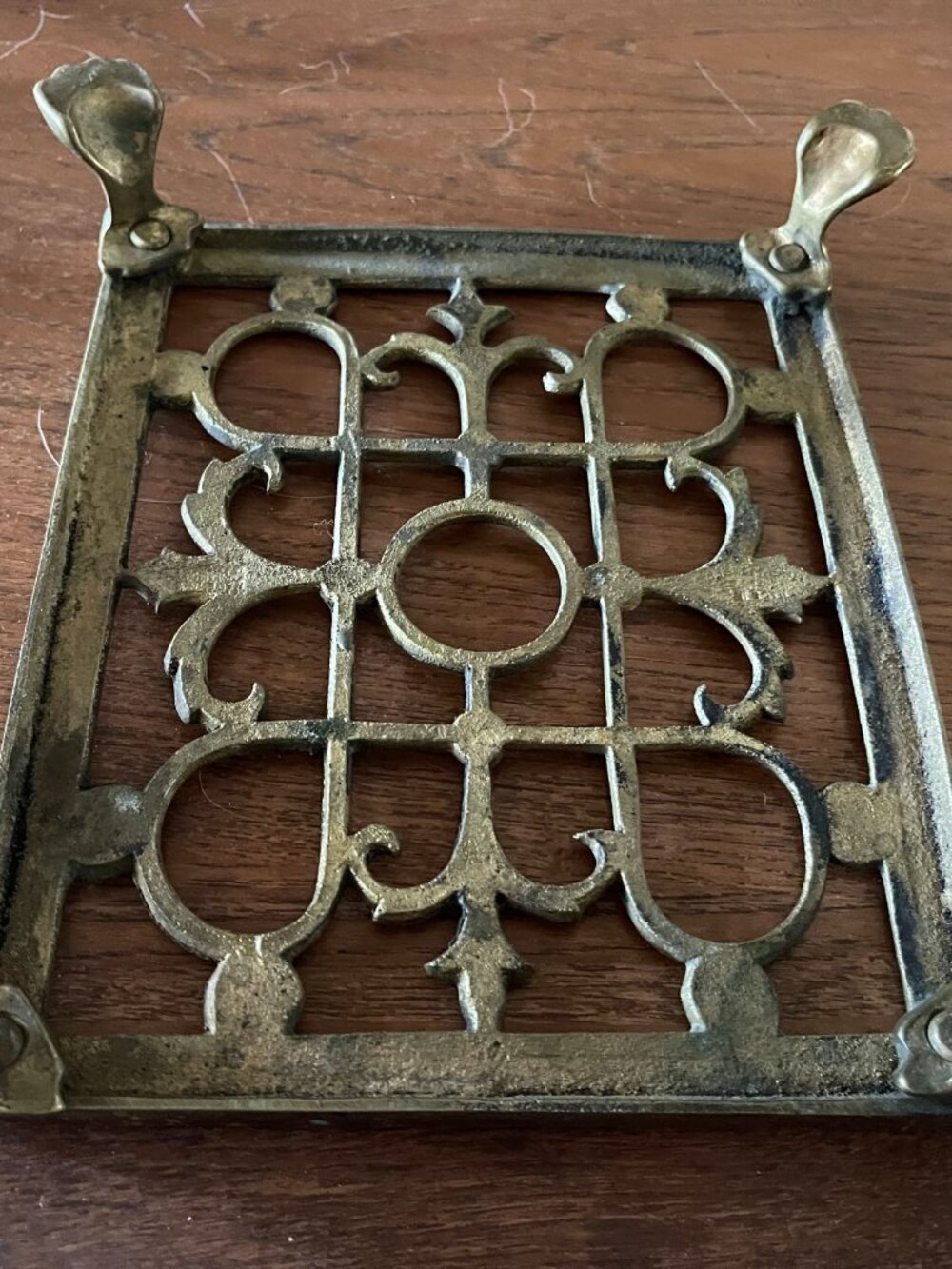 Antique English 1818 Brass Claw Footed Trivet - Picture 5 of 5